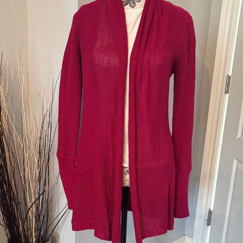 Anthropologie Magenta Open-Front Cardigan